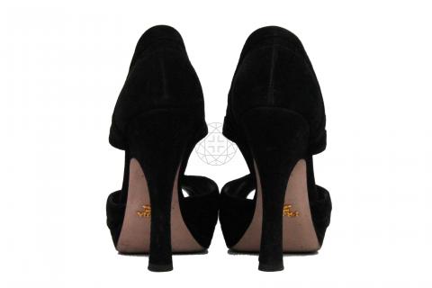 suede peep toe heels