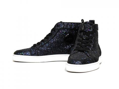louboutin black glitter shoes