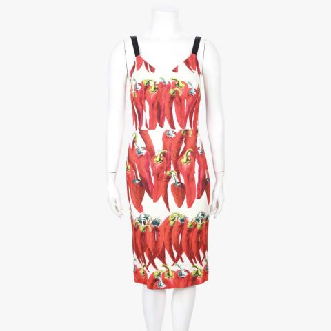 Sell Dolce & Gabbana Chili Pepper Printed Dress - Red/White 