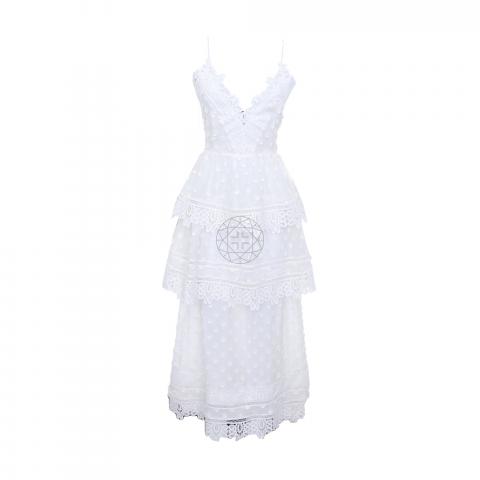 self portrait ivy lace trim midi dress