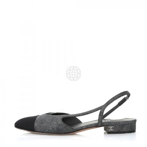 chanel cap toe slingback flats