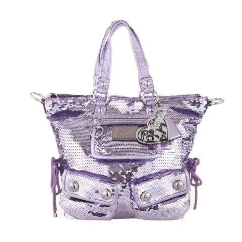 MINT AUTH Coach POPPY Pink & Grey OP ART SIG Scarf Glam Tote/Handbag 17937  RARE | eBay