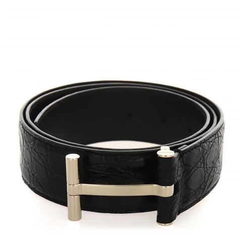 Sell Tom Ford Crocodile T Buckle Belt - Black 