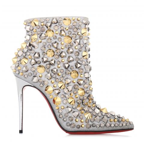 Christian Louboutin - Authenticated Ankle Boots - Polyester Silver for Women, Good Condition