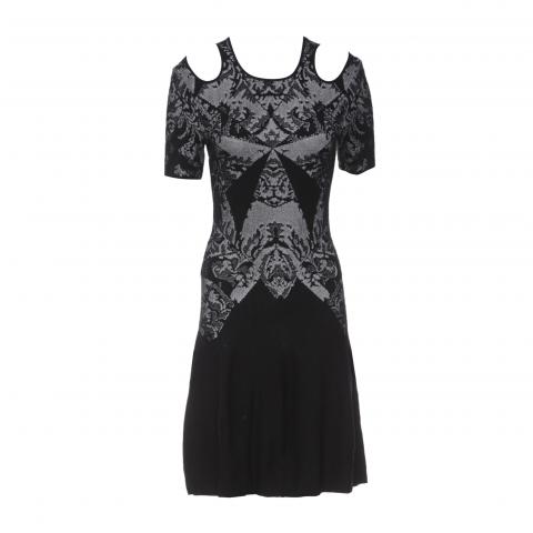 Sell McQ Alexander McQueen Lace Pattern Embroidered Cut-Out Shoulder Dress  - Black | HuntStreet.com