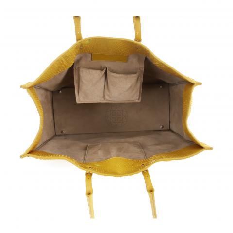 Balenciaga Yellow Python Leather Paper A5 Tote Bag at FORZIERI