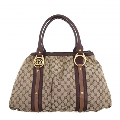 Sell Gucci Large GG Canvas Tote - Brown 