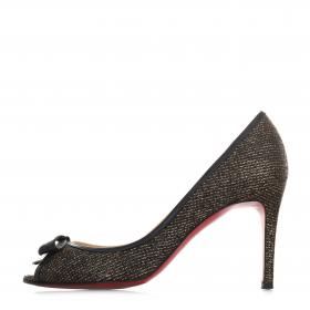Christian Louboutin Metallic Milady Peep Toe Pumps - Black/Gold