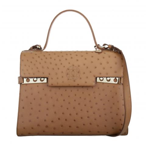 Sell Delvaux Ostrich Tempete GM Tote Bag - Brown