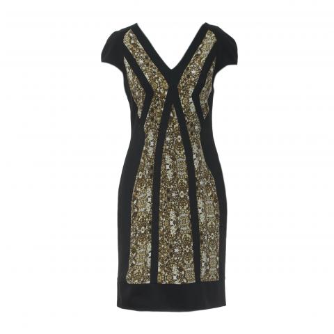 black and gold sleeveless dress
