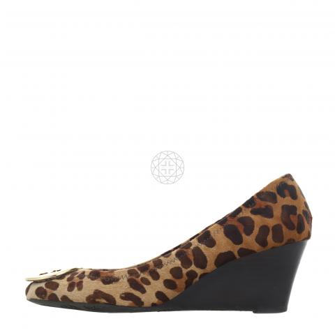 Sell Tory Burch Sally Leopard Pony Hair Wedges - Brown 