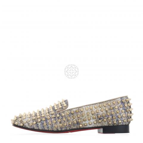 Christian Louboutin Gold Glitter Spike Loafers Christian Louboutin Gold Suede Rollerboy Spikes Loafers Size  main image 3