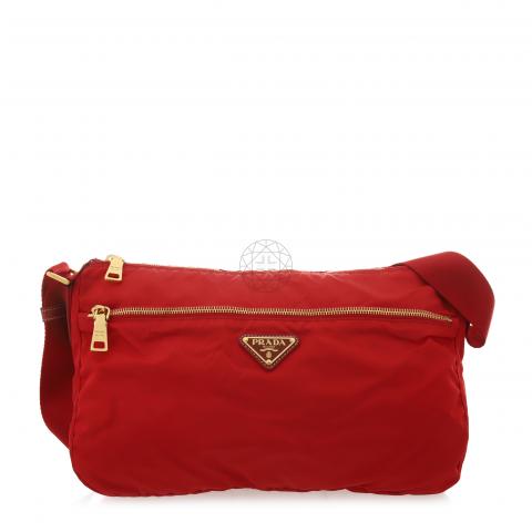 red nylon crossbody bag