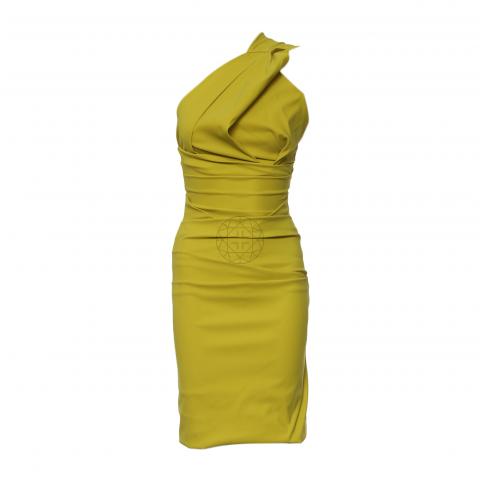 Sell Preen One Shoulder Ruched Dress - Lime Green | HuntStreet.com