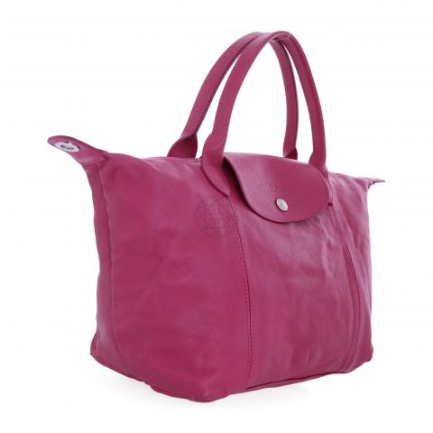 Longchamp Open Box - Longchamp Le Pliage Cuir Top Handle Bag in Pink  L1512757P53 - Handbags, Le Pliage Cuir - Jomashop