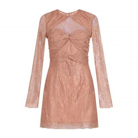 strapless open back dress A-line Pink Short Lace Prom Dress Cute Beaded Homecoming Dress MHL090 –  SELINADRESS main image 0