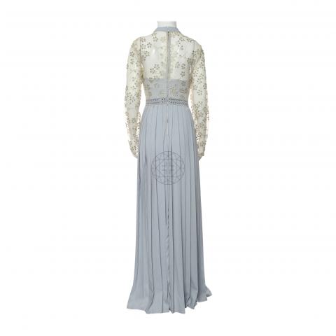 strapless open back dress White Crepe Tailored Maxi Dress – self-portrait main image 1