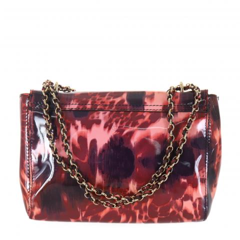 MULBERRY Denim Alexa Quilted Loopy Leopard Print Purple Red 963574