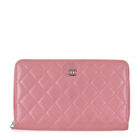 Sell Chanel Large Quilted Lambskin Zip Around Organizer Wallet