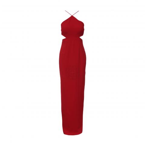 Sell Aidan Mattox Cut-Out Long Halter Dress - Red | HuntStreet.com