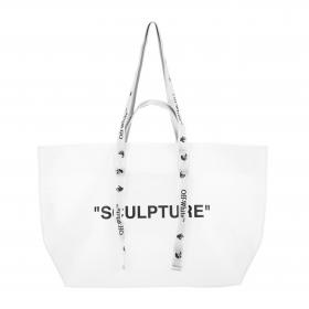 OFF-WHITE Commercial Tote Bag SCULPTURE Small White/Black