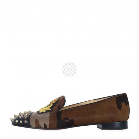 Sell Christian Louboutin Camo Spike Intern Loafers - Brown  display picture 3