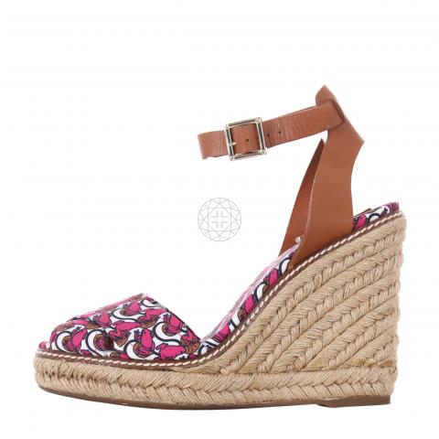 Sell Tory Burch Lilypad Printed Criss Cross Espadrille Wedges - Multicolor  