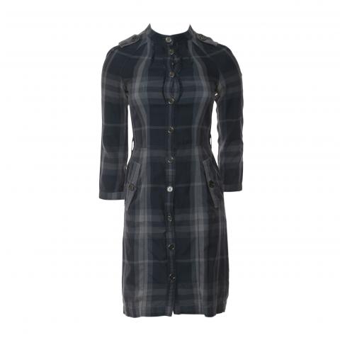 Sell Burberry London Button-Up Checkered Dress - Dark Blue 