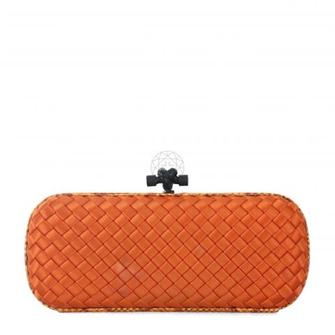 Bottega Veneta Knot Clutch Silk / Python Orange