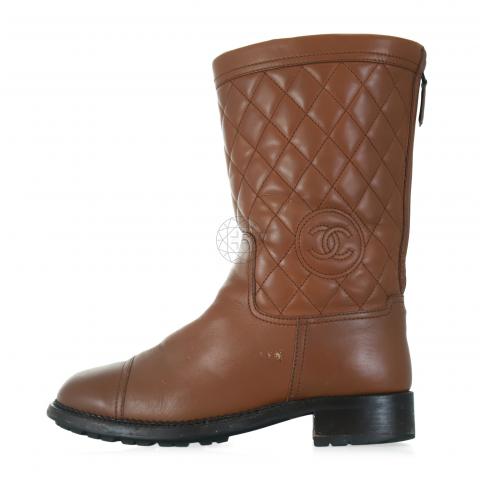 chanel quilted leather boots