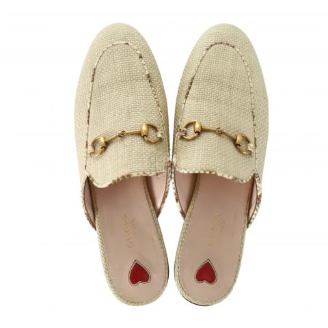 Gucci princetown store raffia slipper