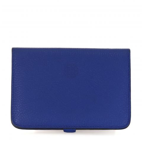 HERMES Dogon Compact Bicolor wallet Purse Swift leather Blue du