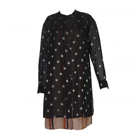 black dress with gold stars