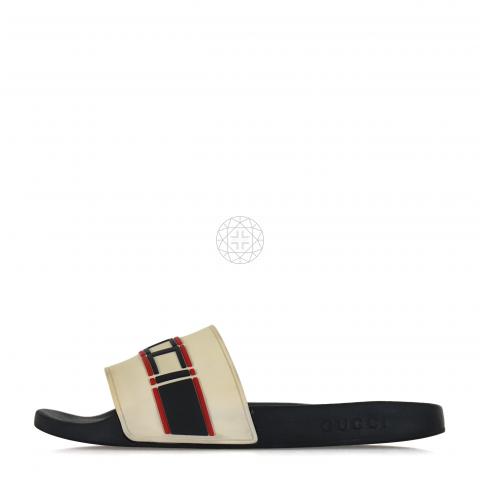 Gucci Stripe Rubber Slide Sandal in White for Men