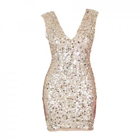 Alice and olivia on sale silver sequin dress