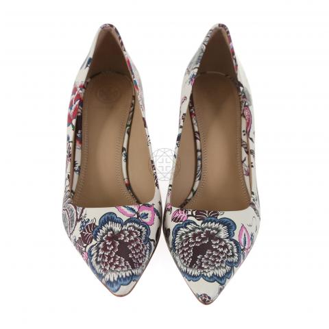 Sell Tory Burch Floral Printed Elana Pumps - White/Multicolor |  