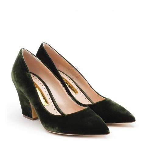 Sell Rupert Sanderson Pierrot Velvet Pumps Dark Green