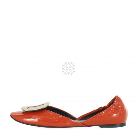 Roger vivier chips discount metallic patent d'orsay flat