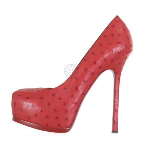 Sell Saint Laurent Ostrich Tribtoo Pumps Red