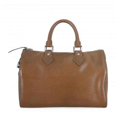 Speedy cloth handbag Louis Vuitton Brown in Cloth - 28512230