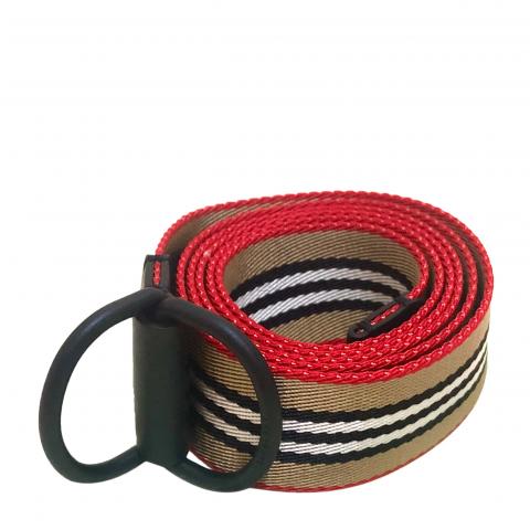 Sell Burberry Double D Ring Stripped Webbing Black/Brown/Red