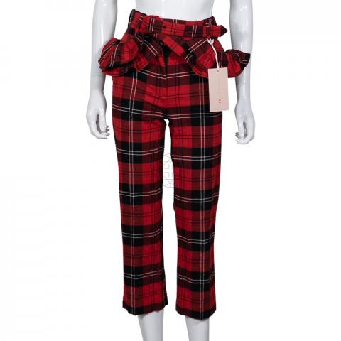 H&m red clearance plaid pants