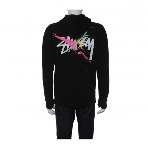 Sell Stussy Paint Splatter Logo Hoodie - Black | HuntStreet.com