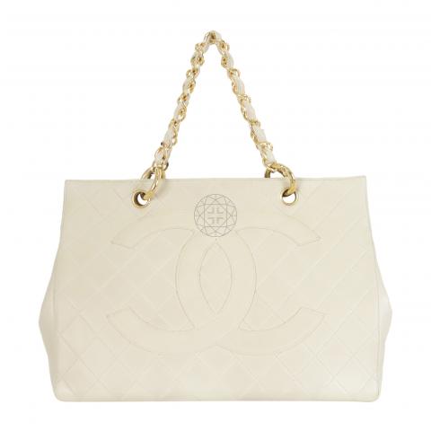 Sell Chanel Vintage CC Shopping Tote - Cream