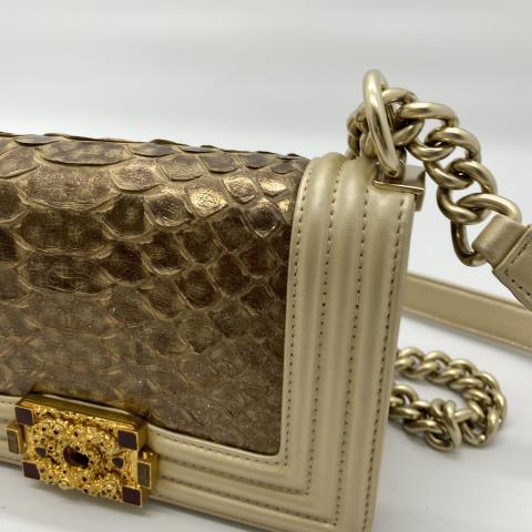 Chanel snakeskin boy on sale bag