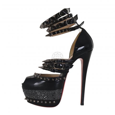 Sold at Auction: Christian Louboutin - Spike Platform Black Heels
