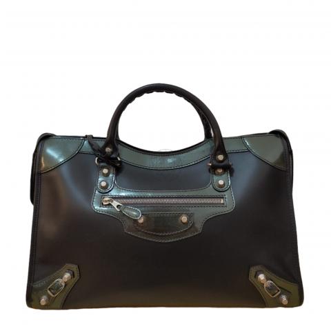 Balenciaga Gris Poivre Chevre Leather Giant 12 Silver City Bag