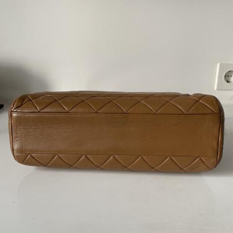 Vintage 70s 80s Brown Lambskin Quilted Chanel Shoulder Bag 