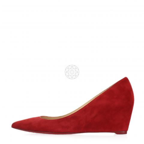 Red on sale suede wedges