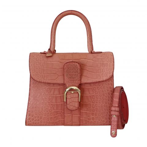 Delvaux Pink Leather Brillant GM Handle Bag
